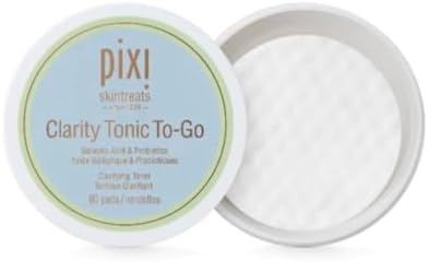 Pixi Clarity Tonic to-Go, Exfoliating & Clarifying g Pads, Infused with Salicylic Acid for Clearer Skin, Alcohol-Free Daily Purifying Toner On The Go, 60 Pads
