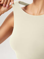ODODOS Double Layer High Neck Crop Tank for Women Cloud Feeling Sleeveless Casual Yoga Cropped Tops