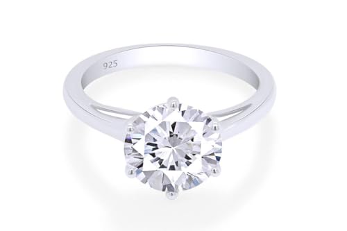 Finecreation USA 2ct Round Cut Lab Created Diamond Solitaire Engagement Ring, Sterling Silver 925 (pink, 6)