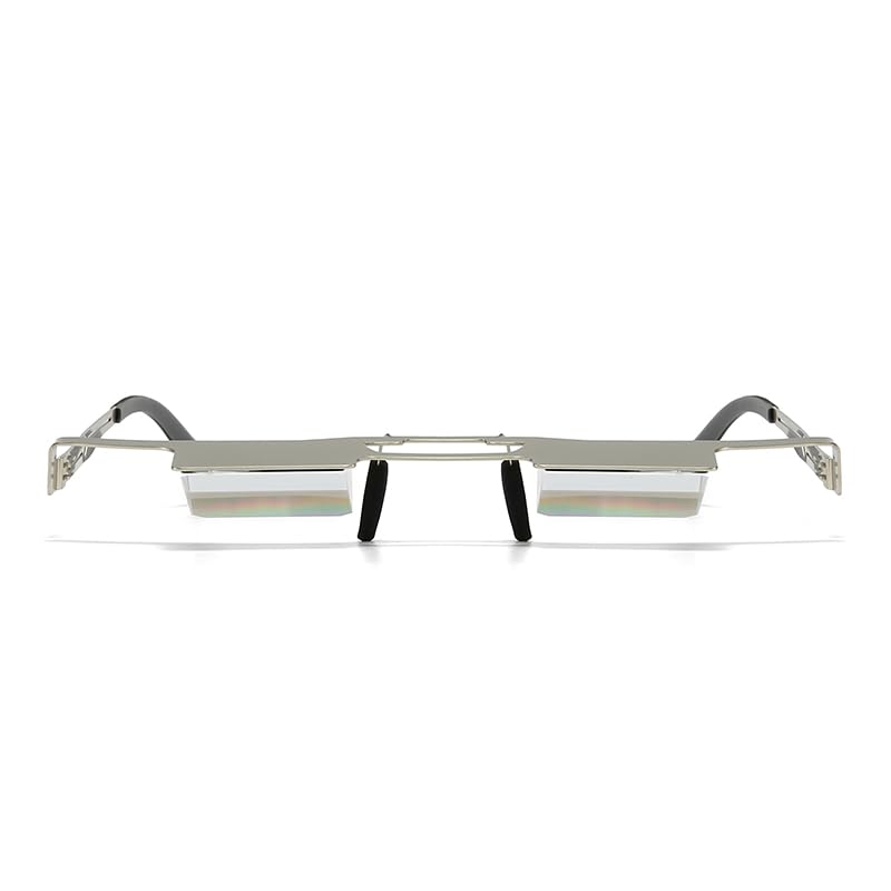 Lazy Glasses Prism Glasses for Watch TV, Read, or Browse Your Phone While Lying Down，New Upgraded Lighter and Clearer Lazy Glasses Spectacles for Lying Down, Reducing Neck and Cervical Strain (Silver)