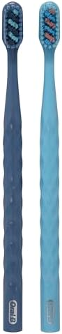Oral-B Brilliance Premium Whitening Toothbrush with Plaque Eraser, Medium, Sky Blue and Gray, 2 Count
