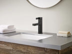 Moen Beric Matte Black Modern One-Handle Single Hole Bathroom Faucet with Drain Assembly and Optional Deckplate for Your Bath Sink, 84774BL