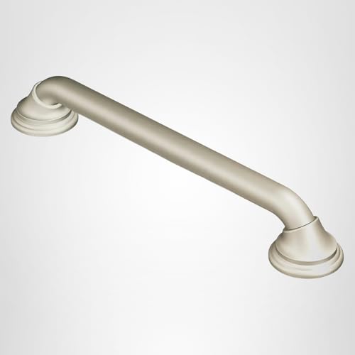 Moen Home Care Bathroom Safety Designer24 Inch Handicap Grab Bar for Bathtub and Shower with Curled Grip, Elderly Assistance Product, Brushed Nickel, LR8724D3GBN