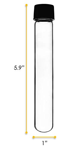Eisco - Test Tubes, 50mL, Borosilicate 3.3 Glass, Round Bottom, Leak Proof Bakelite Screw Cap with Rubber Liner, Autoclavable, Chemical & Heat Resistant, Lab Storage & Sample Containers, 12 Pack