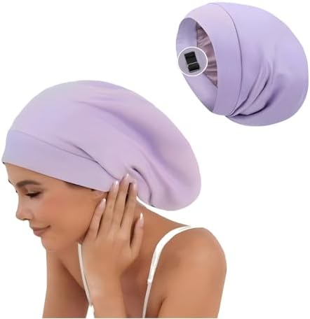 Adjustable Silk Satin Hair Bonnet for Sleeping, Double Layer Hair Wrap Sleeping for Women Men, Silk Satin Lined