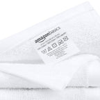 Amazon Basics Face Towel Set for bathroom, 100% Cotton Extra Absorbent Fast Drying Face Cloths 30 x 30 cm, White, 24-Pack