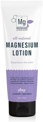 Melatonin + Lavender Magnesium Lotion | 250 mg Magnesium and 3 mg Melatonin per Teaspoon | 6 oz Bottle of Lavender Lotion