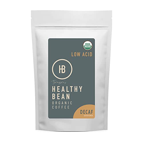 Healthy Bean Organic Decaf Coffee - Water-Processed Ground Coffee Medium Roast - Low Acid for Sensitive Stomachs, Clean and Healthy - USDA Organic and Mold-Free - Decaffeinated, 11oz