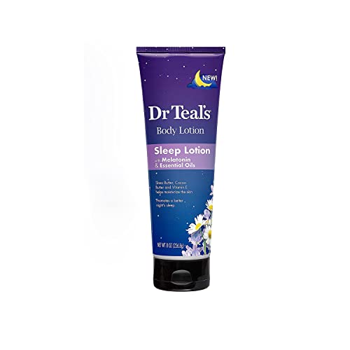 Dr. Teal's Nighttime Therapy Body Lotion with Melatonin (1 Bottle, 8oz) - Shea & Cocoa Butter with Vitamin E Helps Create Healthier Looking Skin - Essential Oils Promote a Better Nights Sleep
