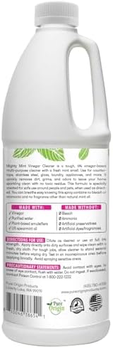 Mighty Mint Vinegar Cleaner, Non-Toxic, All-Purpose Cleaning for Household Surfaces, Natural Mint Scent, 32oz