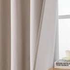 Joydeco Linen Blackout Curtains for Bedroom Grommet Heavy Duty Living Room Drape Thermal Insulated Noise Reduce Cancelling Curtain 1 Panel Custom Size Natural