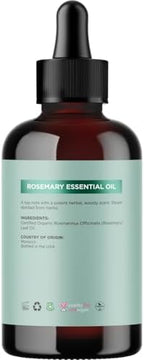Certified Organic Rosemary Oil for Hair - Extra Large 100% Pure USDA Organic Rosemary Essential Oil for Hair Skin and Nails - Organic Hair Oil for Dry Scalp Treatment and Enhanced Volume and Shine