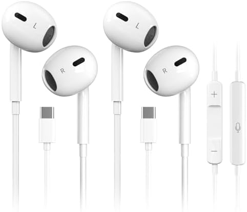 Antool USB C Headphones, 【Ultra Clear Calls & no Noise】 Earbuds Wired for iPhone 16/15 USBC Headphones,Compatible with iPhone/Android/Galaxy/iPad【2 Pack】