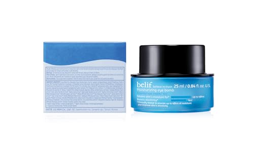 belif The True Cream Moisturizing Eye Bomb Eye Cream Firms and Reduces Fine Lines, Crow's Feet, and Wrinkles | New and Improved | Peptide | Ceramide | Squalane | K-Beauty