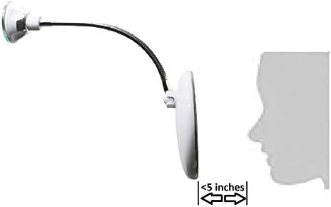 JiBen Flexible Gooseneck LED Lighted 10X Magnifying Makeup Mirror with Power Locking Suction Cup and 360 Degree Swivel, Portable Cordless Travel and Home Bathroom Vanity Mirror