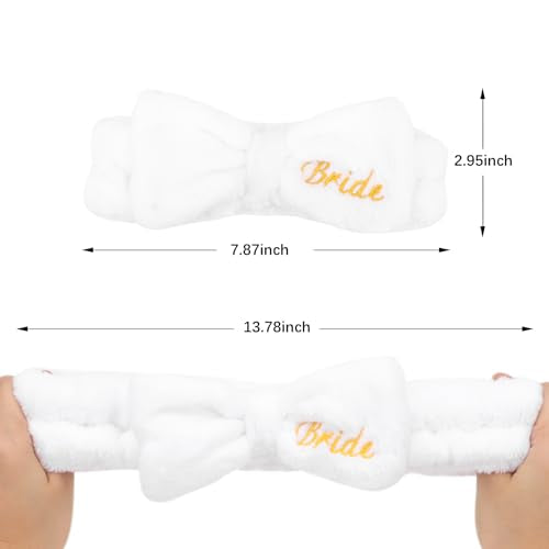 Semato Bachelorette Party Favor Set Bride Spa Headband Bride Headband and Bridesmaid Headband Skincare Headbands for Women Cute Bow Head Bands Party Supplies (1 bride+ 7green)