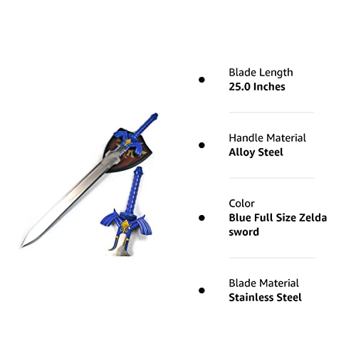 Zelda Link Master Sword Twilight Princess Fantasy Sword with Plaque - Blue (Blue)