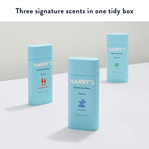 Harry's Men's Deodorant Variety Pack, Aluminum Free Deodorant for Men, Odor Control, 2.5 Oz, Stone, Shiso, Redwood (Pack of 3)