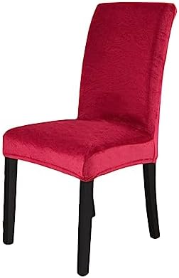 OQHAIR Velvet Dining Room Chair Covers Set of 4 Stretch Velvet Dining Chair Protector Armless Chair Cover for Dining Room Kitchen -Wine red-Set of 8