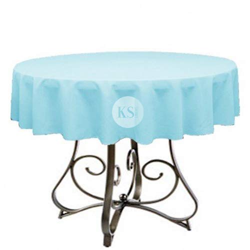 KS Linens Round 72-Inch Polyester Tablecloth - Available in Over 45 Colors, Ideal for Restaurants and Versatile Event Overlays Choose from Classic White, Elegant Black, and More! (Baby Blue)
