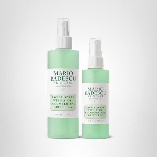 Mario Badescu Facial Spray with Aloe, Cucumber and Green Tea for All Skin Types | Face Mist that Hydrates & Invigorates | 8 FL OZ & 4 FL OZ Combo