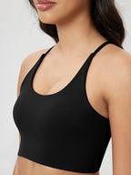 ODODOS Halter Sports Bra for Women Non Padded Strappy Cropped Tops Workout Yoga Crop