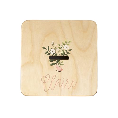 Wooden Piggy Bank for Kids and Adults, Personalized Gift Handmade in USA by BloomOwl, Custom Piggy Bank, Personalized Banks for Kids, Gifts for Baby Boys and Girls (Deer)