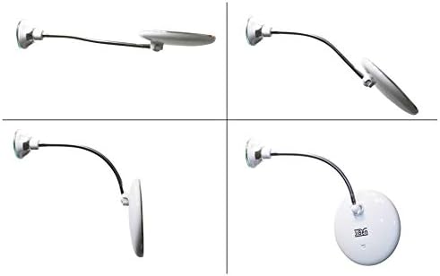 JiBen Flexible Gooseneck LED Lighted 10X Magnifying Makeup Mirror with Power Locking Suction Cup and 360 Degree Swivel, Portable Cordless Travel and Home Bathroom Vanity Mirror