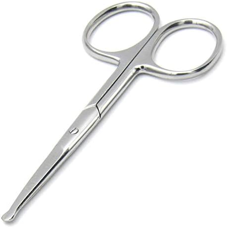 Rounded Stainless Steel Facial Hair Scissors/Safety Scissor for - Nose, Eyebrows, Facial Hair, Eyelashes, Moustache, Beard Trimming, Baby Nail.