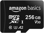 Amazon Basics Micro SDXC Memory Card with Full Size Adapter, A2, U3, Read Speed up to 100 MB/s, 256 GB, Black