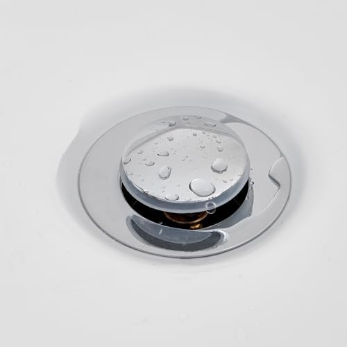 Pop up Sink Drain Stopper for Bathroom Vessel Vanity Sink Art Basin Chrome, Small Cap with Overflow, Metal Pop-up Drain Strainer with Detachable Basket Stopper