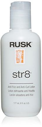 RUSK Designer Collection Str8 Anti-Frizz and Anti-Curl Lotion, Light, Greaseless, Temporarily Removes Curl and Eliminates Frizz, White 6 oz.