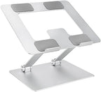 Amazon Basics Sturdy and Portable Ergonomic Laptop Stand for Desk, Adjustable Riser, Fits all Laptops and Notebooks up to 17.3 Inch, Silver, 10 x 8.7 x 6 in