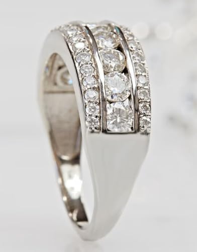 Drizzle Jewels 3Ct Round Cut Lab Created Diamond Half Eternity Band, 14k White Gold Finish (White, 6)
