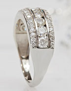 Drizzle Jewels 3Ct Round Cut Lab Created Diamond Half Eternity Band, 14k White Gold Finish (White, 6)