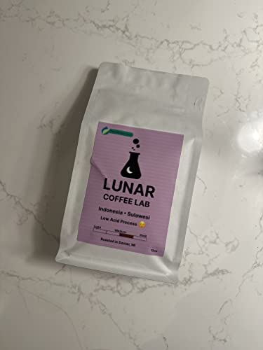Lunar Coffee Lab Indonesia Low Acid Coffee - Specialty Medium Dark Roast - Wet Hulled Process Pour Over Coffee, Espresso, Cold Brew (12oz)