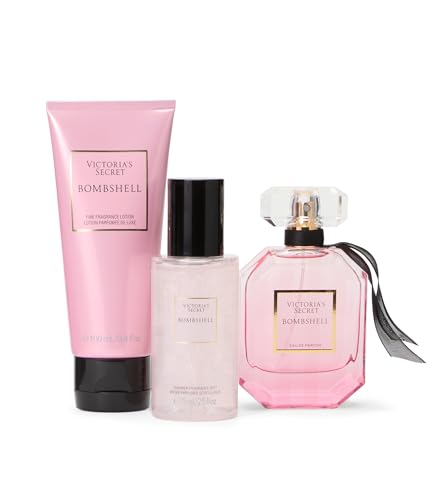 Victoria's Secret Bombshell 3 Piece Luxe Fragrance Gift Set: 1.7 oz. Eau de Parfum, Travel Lotion & Shimmer Mist