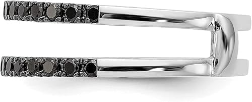 Finecreatio_usa- 0.50Ct Round Cut Lab Created Black Diamond Prong Set Woman's Enhancer Ring Guard Wrap Wedding Ring 14K White Gold Finish (white, 10)