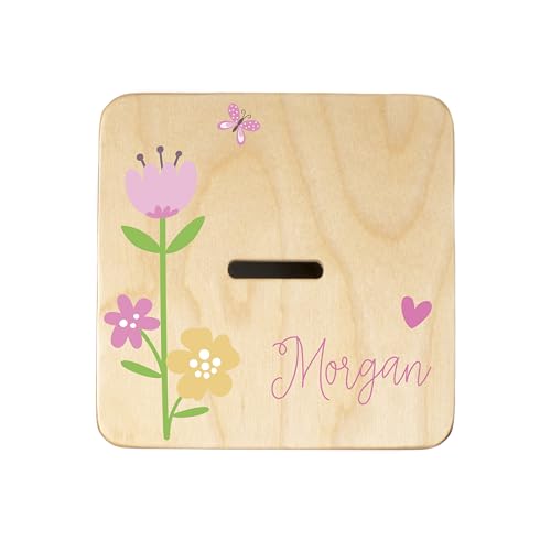 Wooden Piggy Bank for Kids and Adults, Personalized Gift Handmade in USA by BloomOwl, Custom Piggy Bank, Personalized Banks for Kids, Gifts for Baby Boys and Girls (Dance)