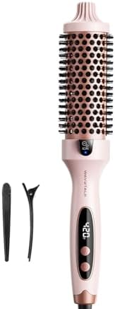 Wavytalk Thermal Brush, Blowout Boost 1.5 inch Heated Round Brush for Blowout Look, Dual Voltage, Pink, Sakura, Tourmaline Ceramic, Negative Ion Technology, 5 Temperature Settings, Less Damage