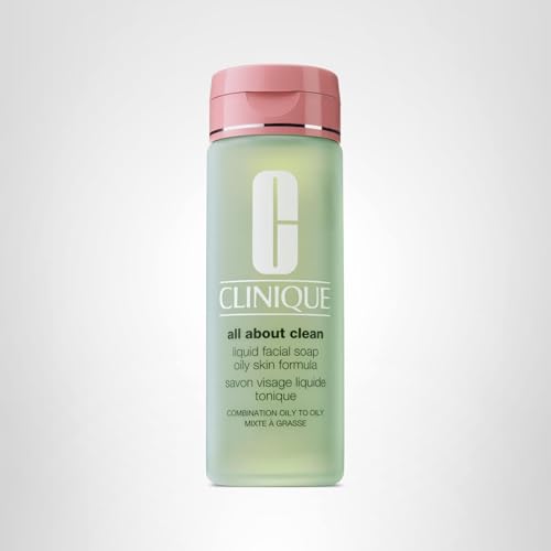 Clinique 3-Step All About Clean Liquid Facial Cleanser Soap | Face Wash For Oily Skin | Types 3 + 4, 6.7 Fl Oz
