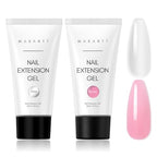 Makartt Poly Nail Gel Set, Clear and Peach Pink, 2 Colors 50ML, Gel Builder for Nail Extension, Nail Strengthener 3D Diy Hard Gel French Manicures Salon Nail Art At Home