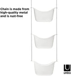 Umbra 022360-670 Bask, White Hanging Shower Caddy, Bathroom Storage and Organizer for Shampoo, Conditioner, Bath Supplies and Accessories, 11-1/4" x 5-1/4" x 36-1/2" h