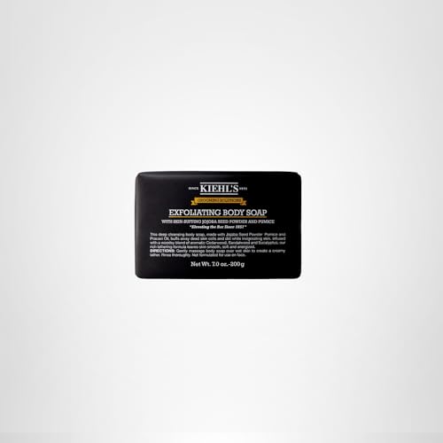 Kiehl's Grooming Solutions Exfoliating Body Bar Soap, Men's Body Wash Cleanses Dirt & Oil, with Pumice, Jojoba Seed Powder & Pracaxi Oil, for Soft & Smooth Skin, Woodsy Aromatic Blend - 7 oz