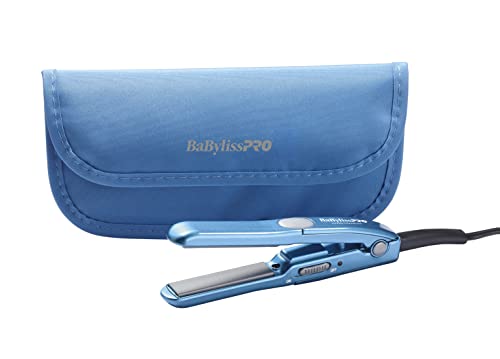 BaBylissPRO Nano Titanium Mini Flat Iron Hair Straightener, 0.5" Hair Straightener Iron for Touch Ups & All Hair Types, Perfect for Travel