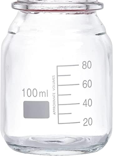 Lab Media Storage Round Bottles Graduated Glass Container GL45 Screw Cap Leakproof Multi-Purpose for Scientific | pack of 20 (Orange,100ml)