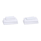 Amazon Basics Lightweight Super Soft Breathable Wrinkle-Resistant Microfiber 4-Piece Bed Sheet Set with 14-Inch Deep Pockets, Queen, Bright White, Solid
