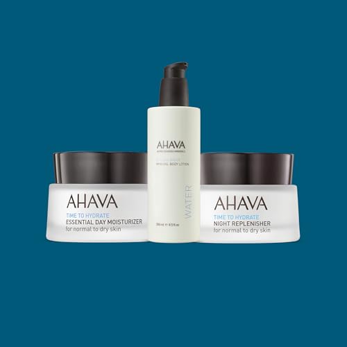AHAVA Daily Essentials Trio Set - Includes Essential Day Moisturizer 1.7 Fl.Oz, Night Replenisher 1.7 Fl.Oz & Body Lotion Original 8.5 Fl.Oz, enriched with Dead Sea Osmoter & Magnesium