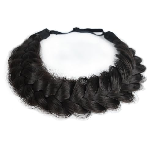 Braid Headband 2 Strands Messy Classic Chunky Long Plaited Wide Braids Elastic Stretch Premium Synthetic Braided Headband, Ladies Girls Boho Braids 65g (Headband A3)
