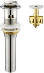 Pop up Sink Drain Stopper for Bathroom Vessel Vanity Sink Art Basin Brushed Nickel, Small Cap with Overflow, Metal Pop up Drain Strainer with Detachable Basket Stopper